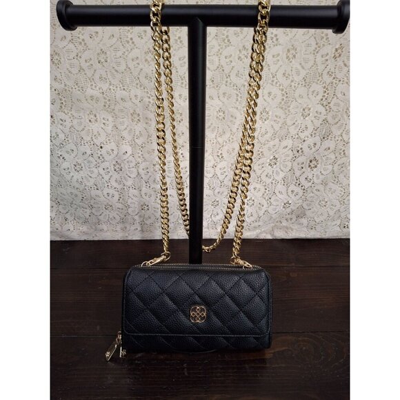 NWOT Daisy Fuentes Small Black Quilted Purse Wallet With Gold Chain - Picture 2 of 10